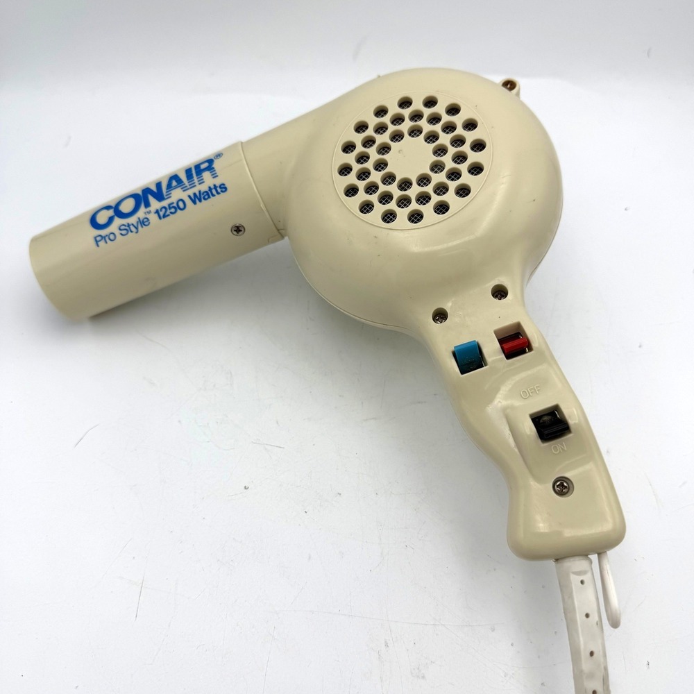 Conair Pro Style 1250 Watts Hair Dryer Cream Vintage Handheld Blower - Picture 2 of 4